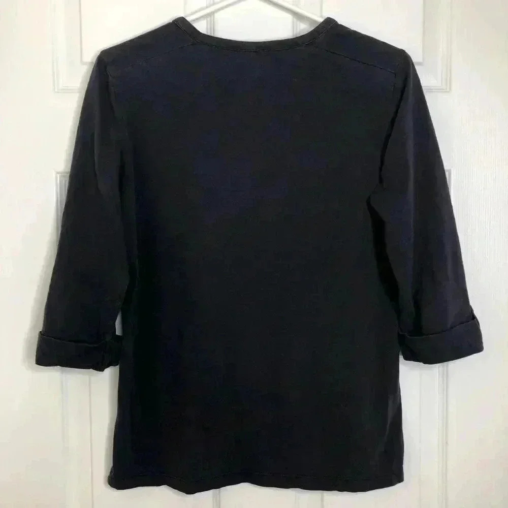 Olsen Europe  Tunic Shirt Dark Blue Rivets V-Neck Size 8 - Picture 10 of 16